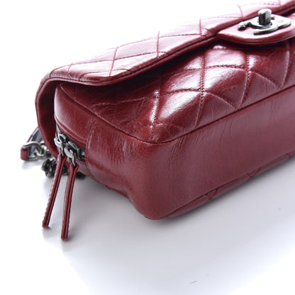 Chanel Glazed Calfskin Quilted Medium Duo Color Flap Dark Red 9 of 10