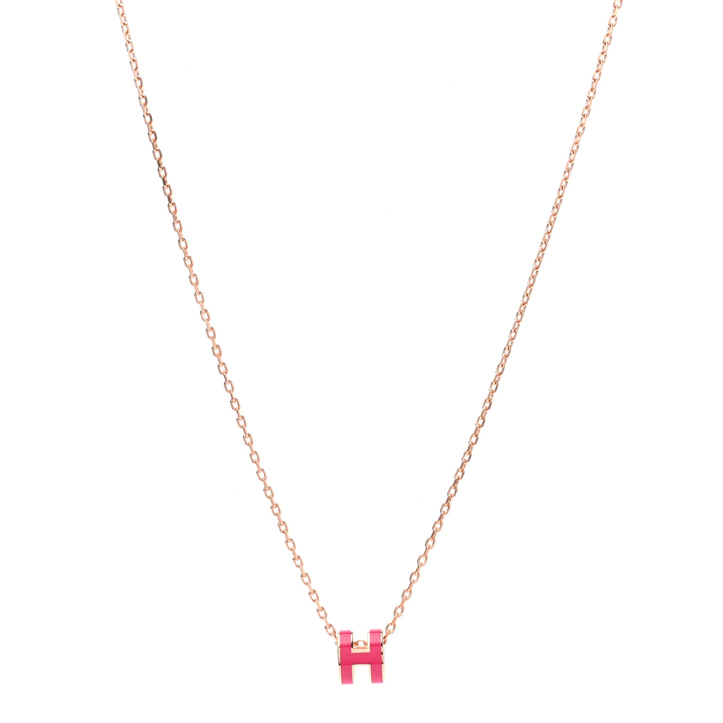 Lacquered Gold Mini Pop H Pendant Necklace Rose Extreme