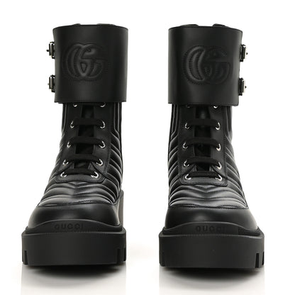 Gucci Nappa Frances GG Matelasse Platform Combat Boots 36 Black 2 of 7