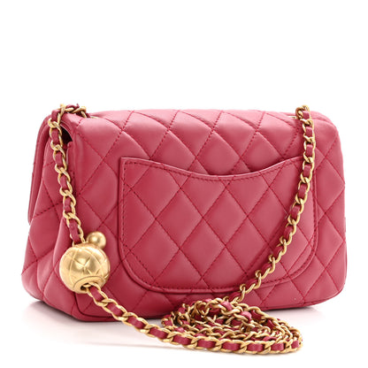 Chanel Lambskin Quilted Mini Rectangular Pearl Crush Flap Fuchsia 3 of 10