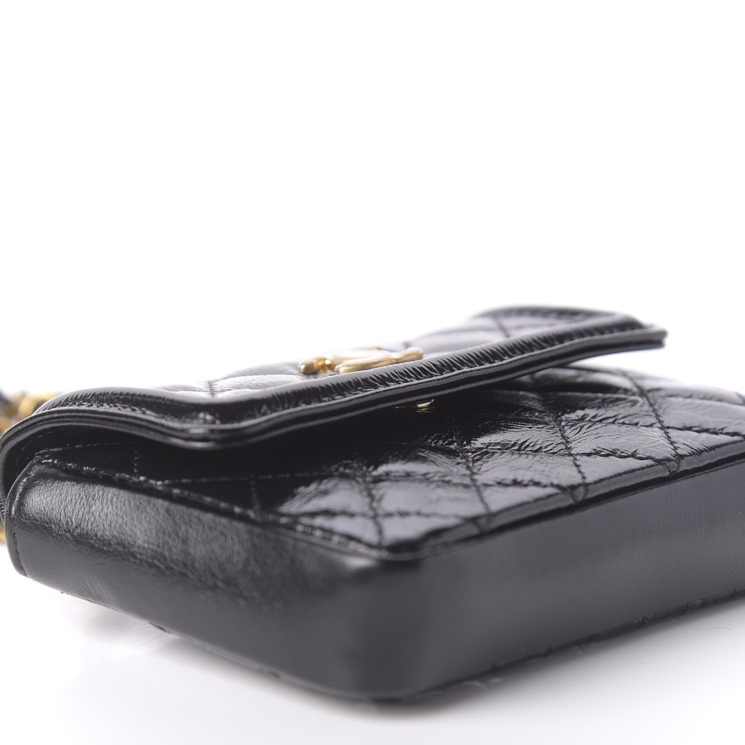 Chanel Shiny Aged Calfskin Quilted Waist Belt Bag Black 6 of 12