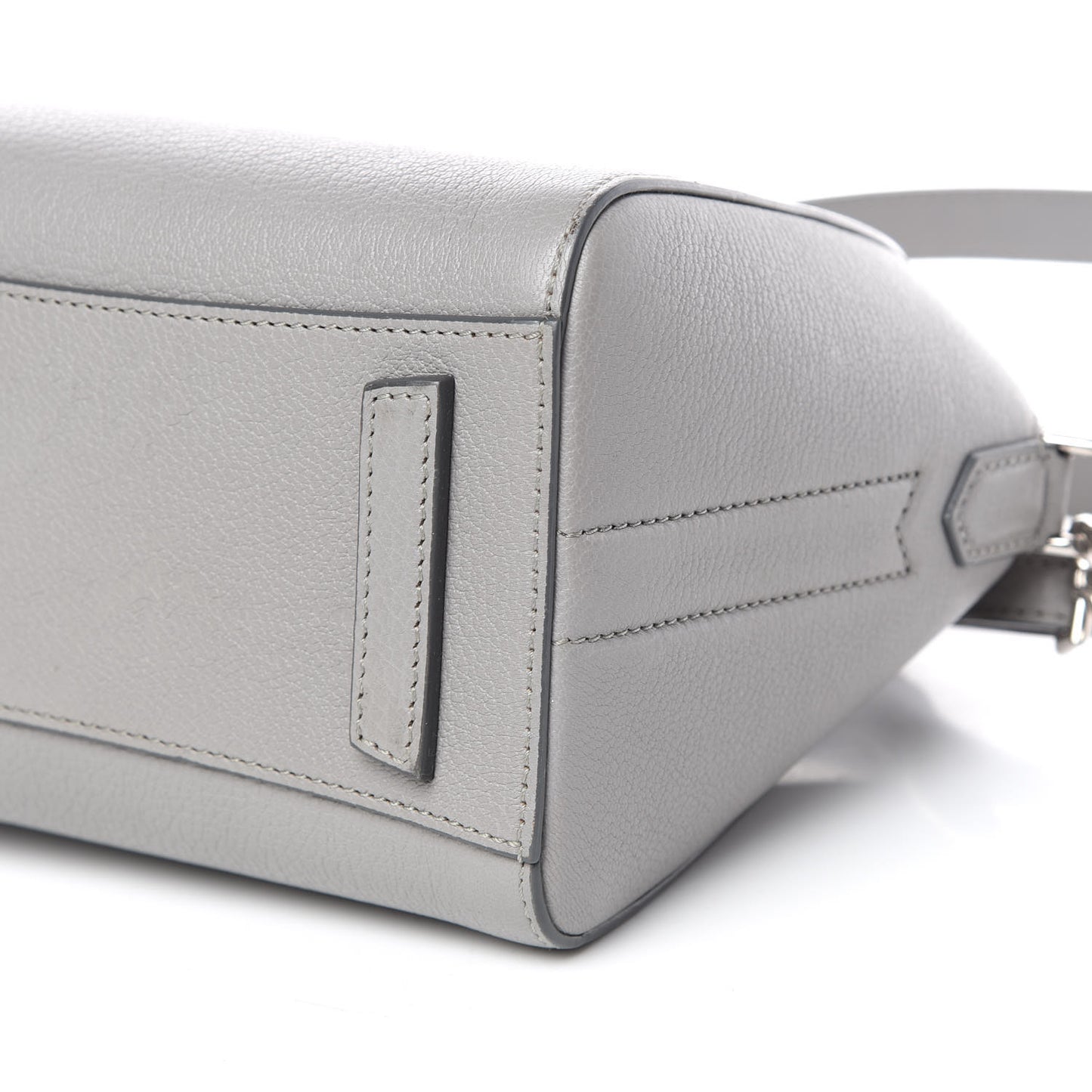 Sugar Goatskin Mini Antigona Pearl Grey