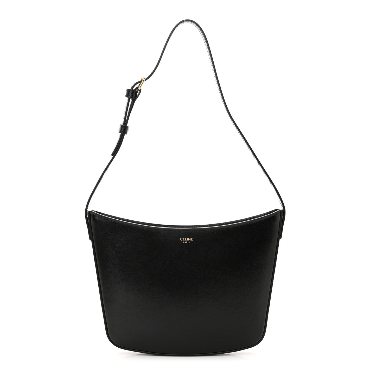 Shiny Calfskin Medium Croque Bag Black