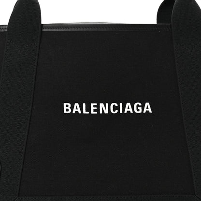 Balenciaga Cotton Canvas Calfskin S Navy Cabas Black 9 of 11