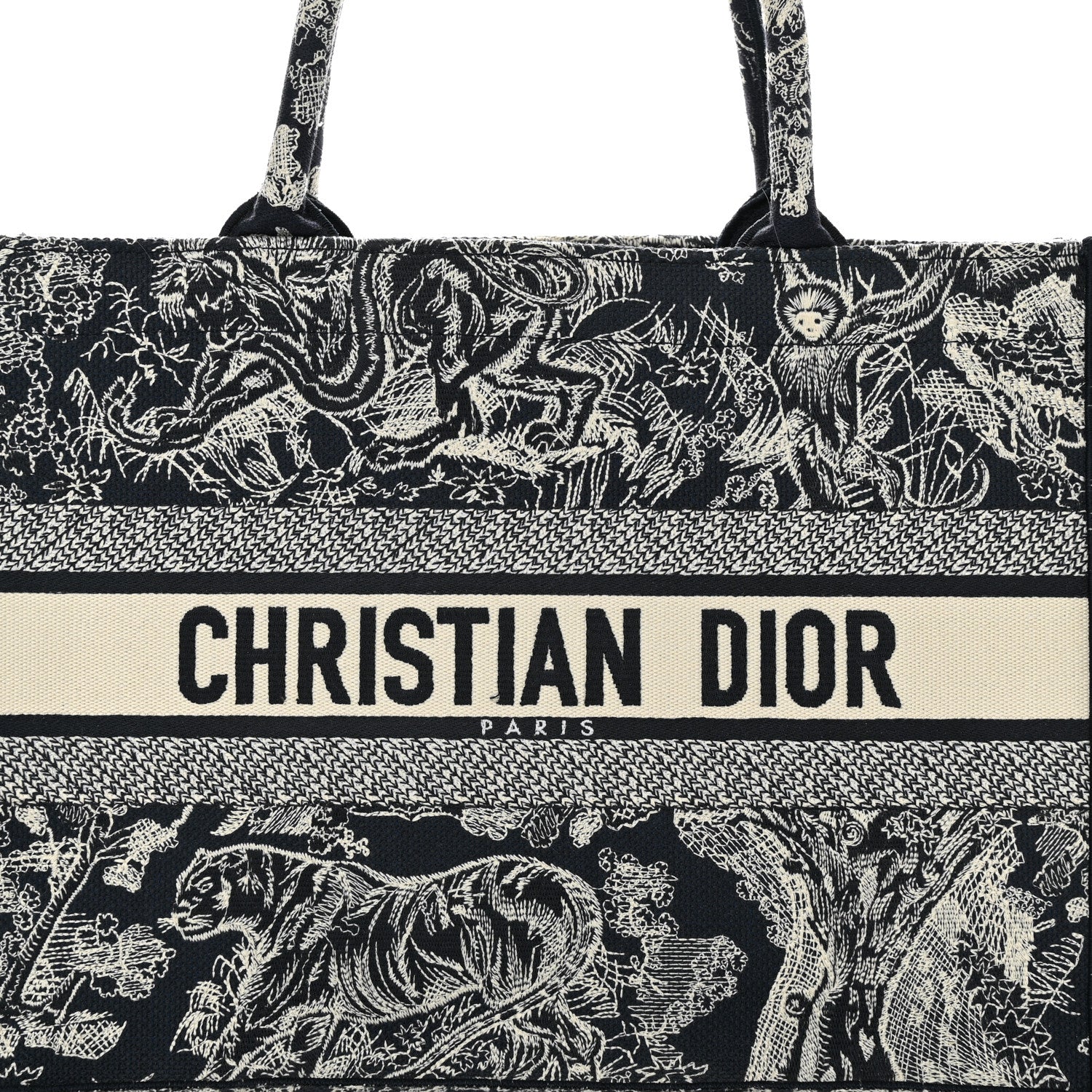 Christian Dior Canvas Embroidered Medium Toile De Jouy Reverse Book Tote Blue 8 of 11