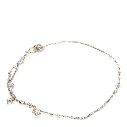 Chanel Crystal Pearl Flower CC Belt Silver 2 of 4