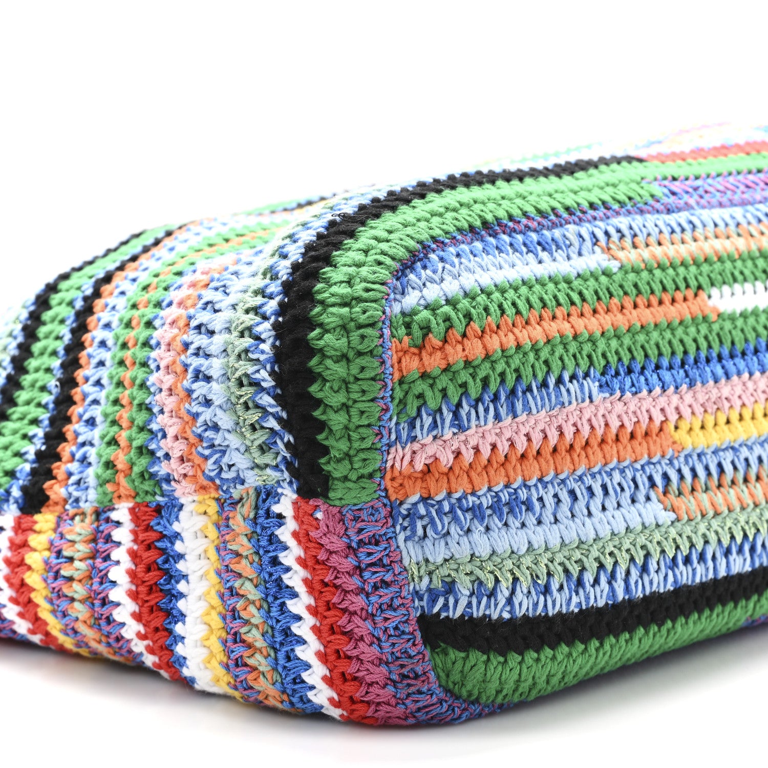 Miu Miu Fabric Crochet Stripe Tote Bag Multicolor 1760427