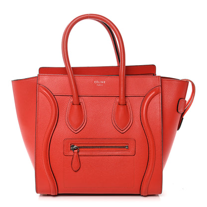 Celine Drummed Calfskin Micro Luggage Vermillion 1 of 11