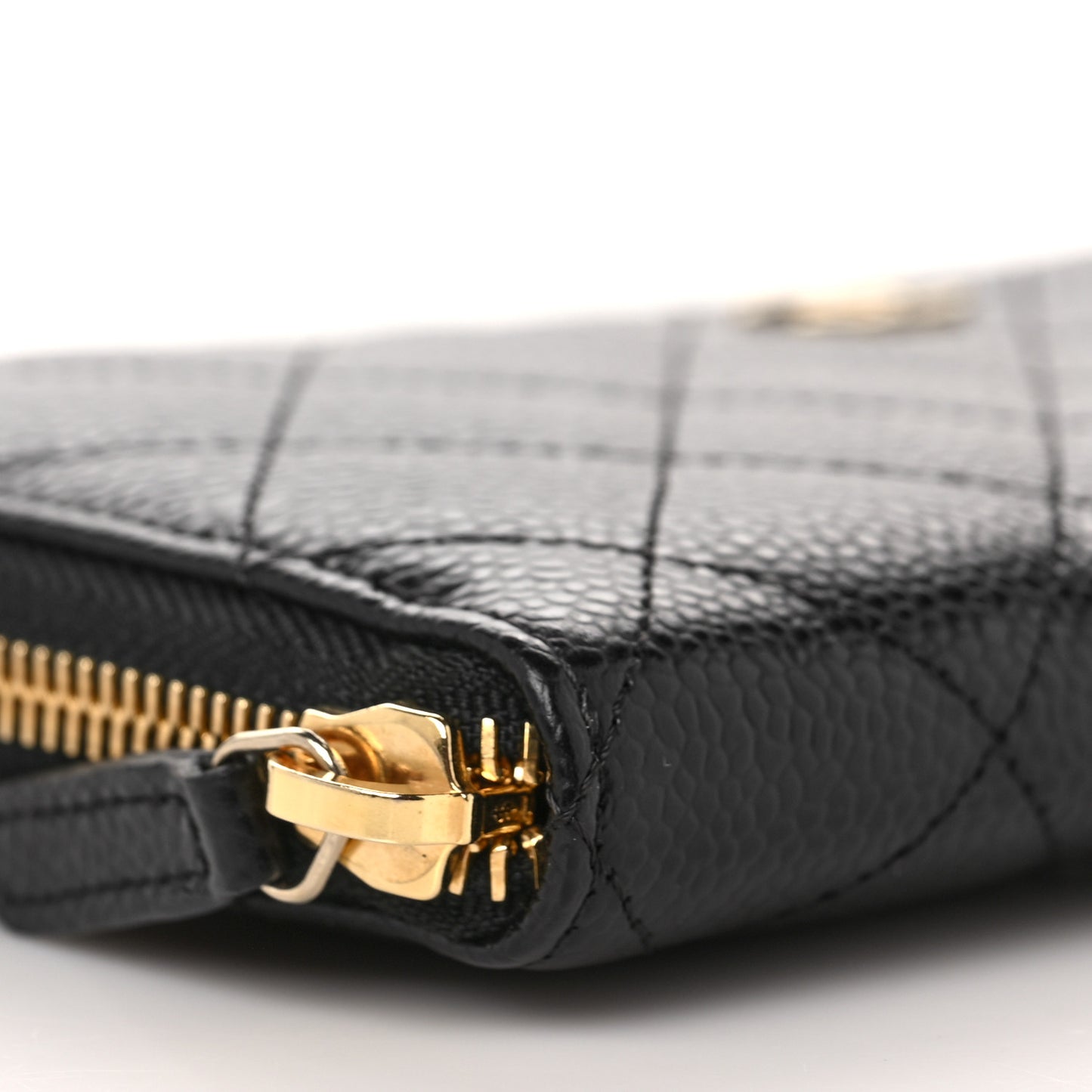 Caviar Quilted Large Gusset Zip Around Wallet Black