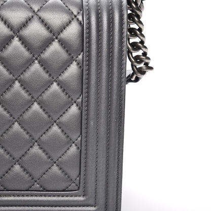 Chanel Metallic Calfskin Quilted New Medium Boy Flap Dark Silver 6 of 10