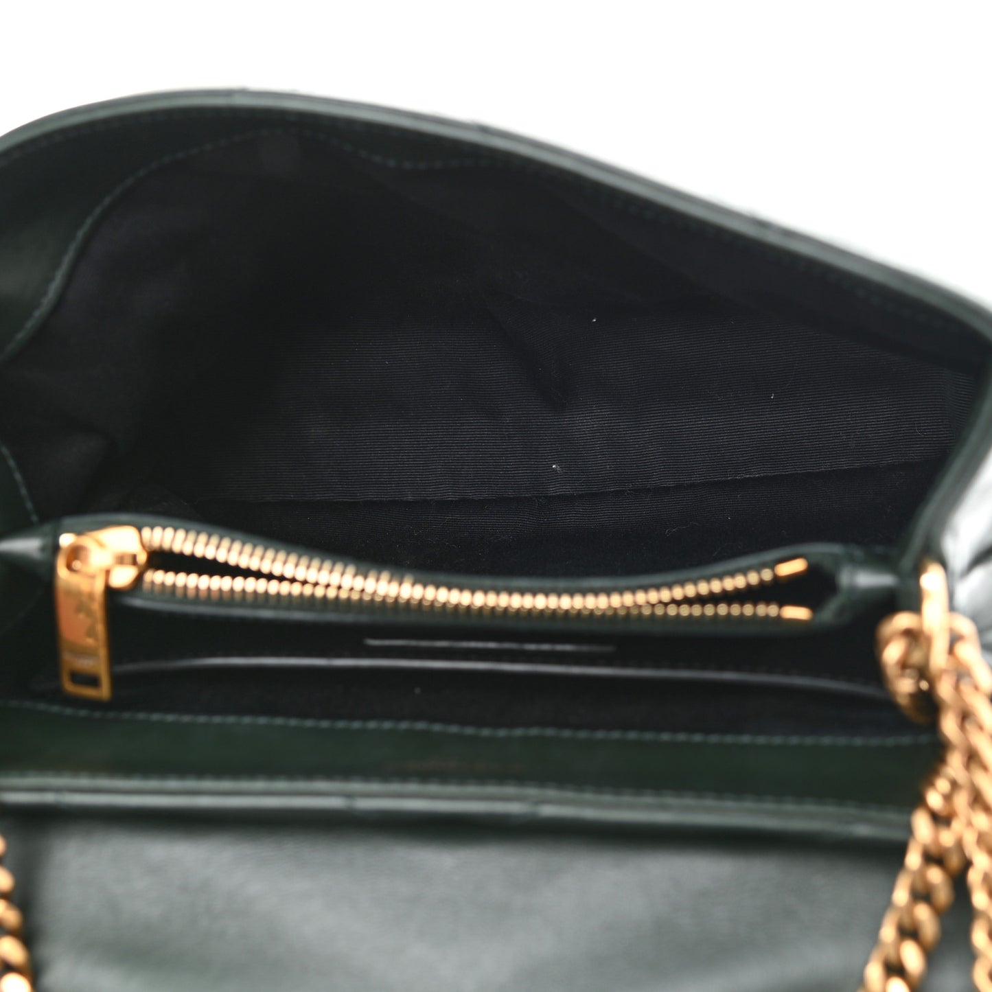 Calfskin Y Quilted Monogram Small Loulou Chain Satchel Olive