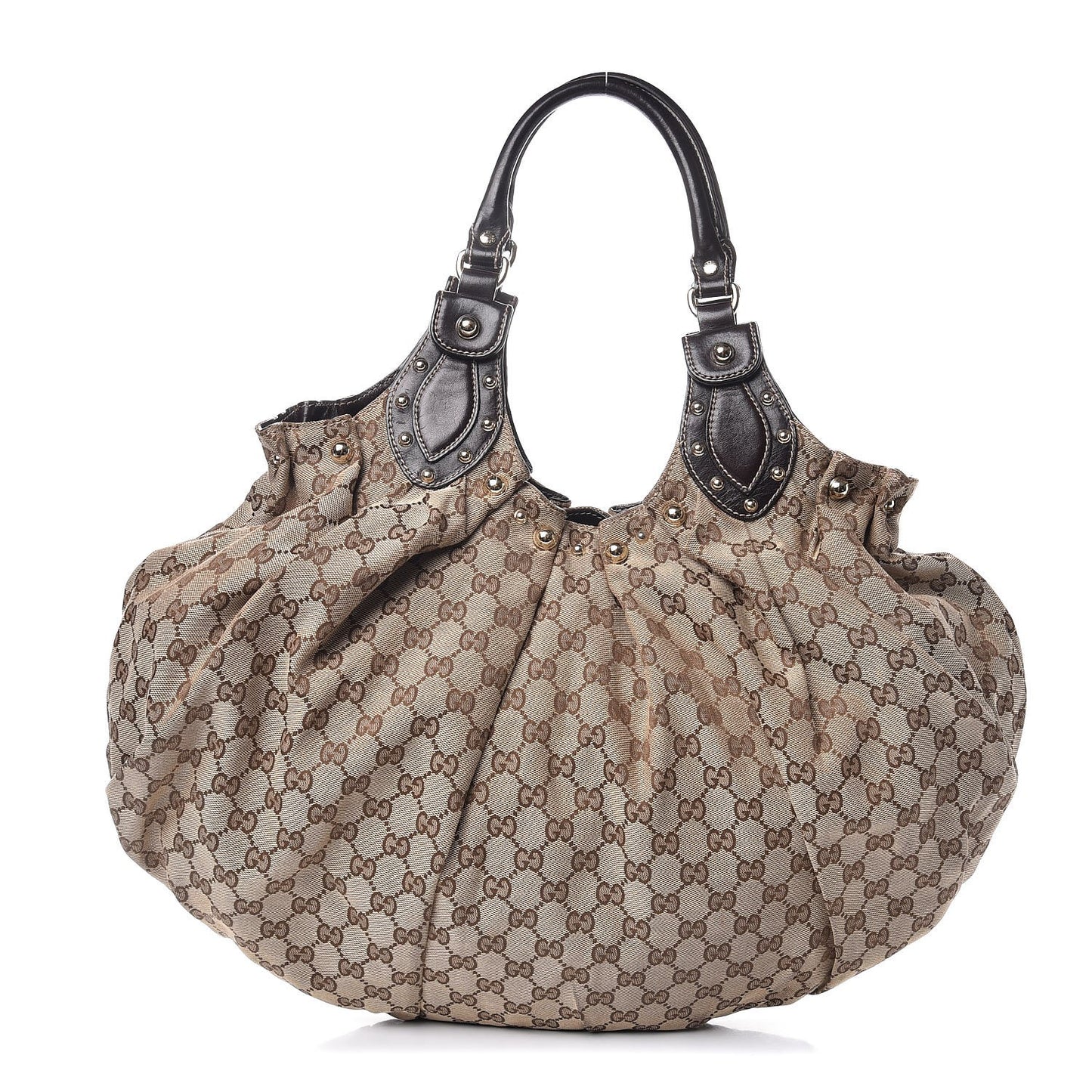 Monogram Studded Pelham Tote Dark Brown