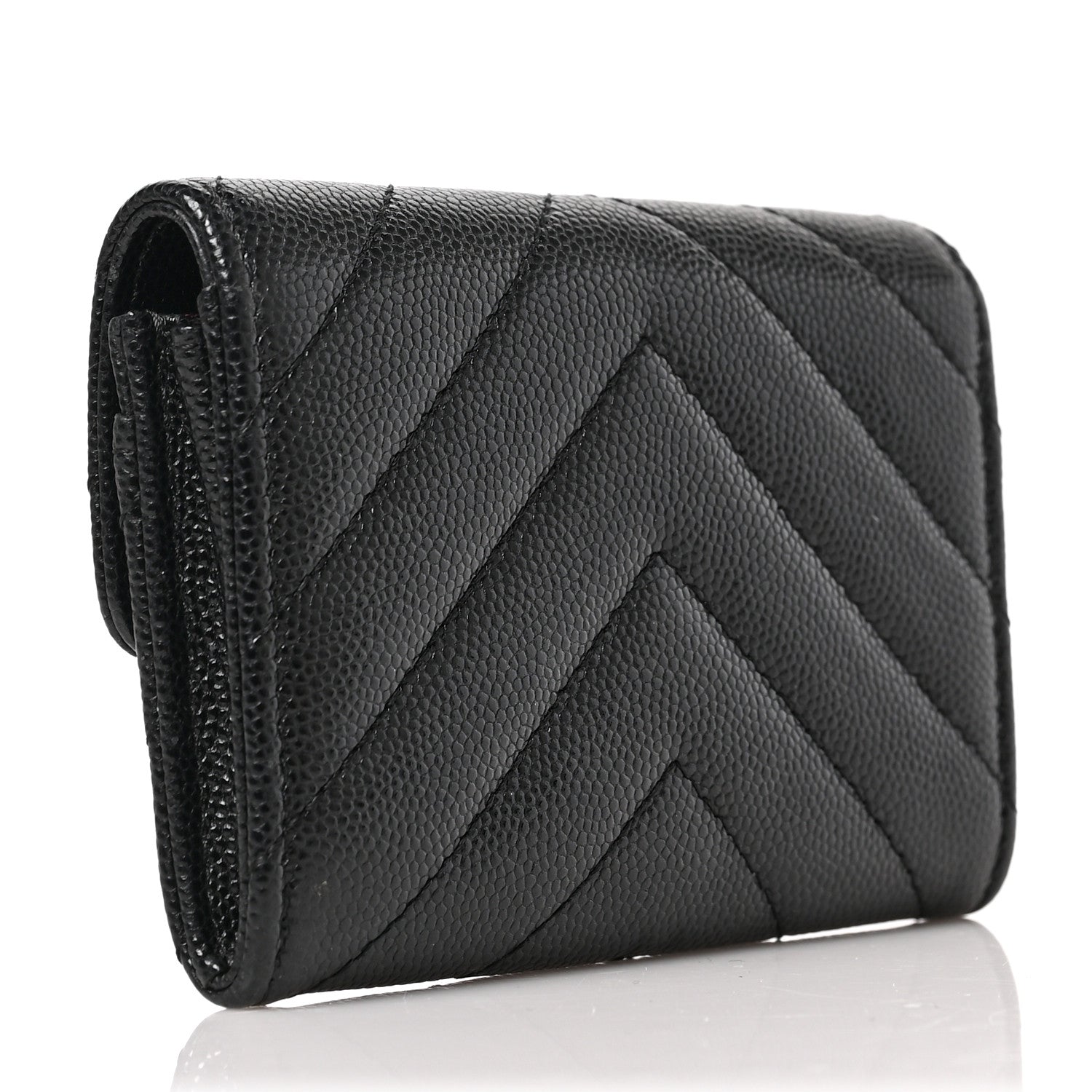 Chanel Caviar Chevron Quilted Flap Card Holder Black 3 of 7