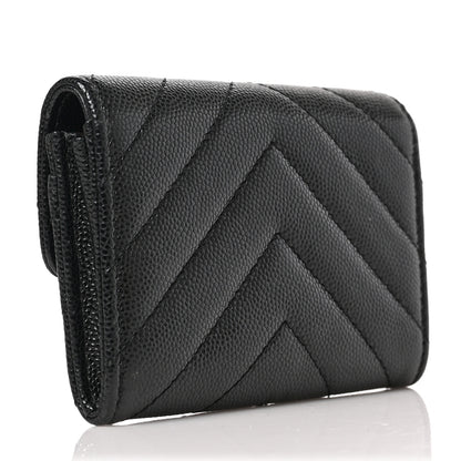 Chanel Caviar Chevron Quilted Flap Card Holder Black 3 of 7