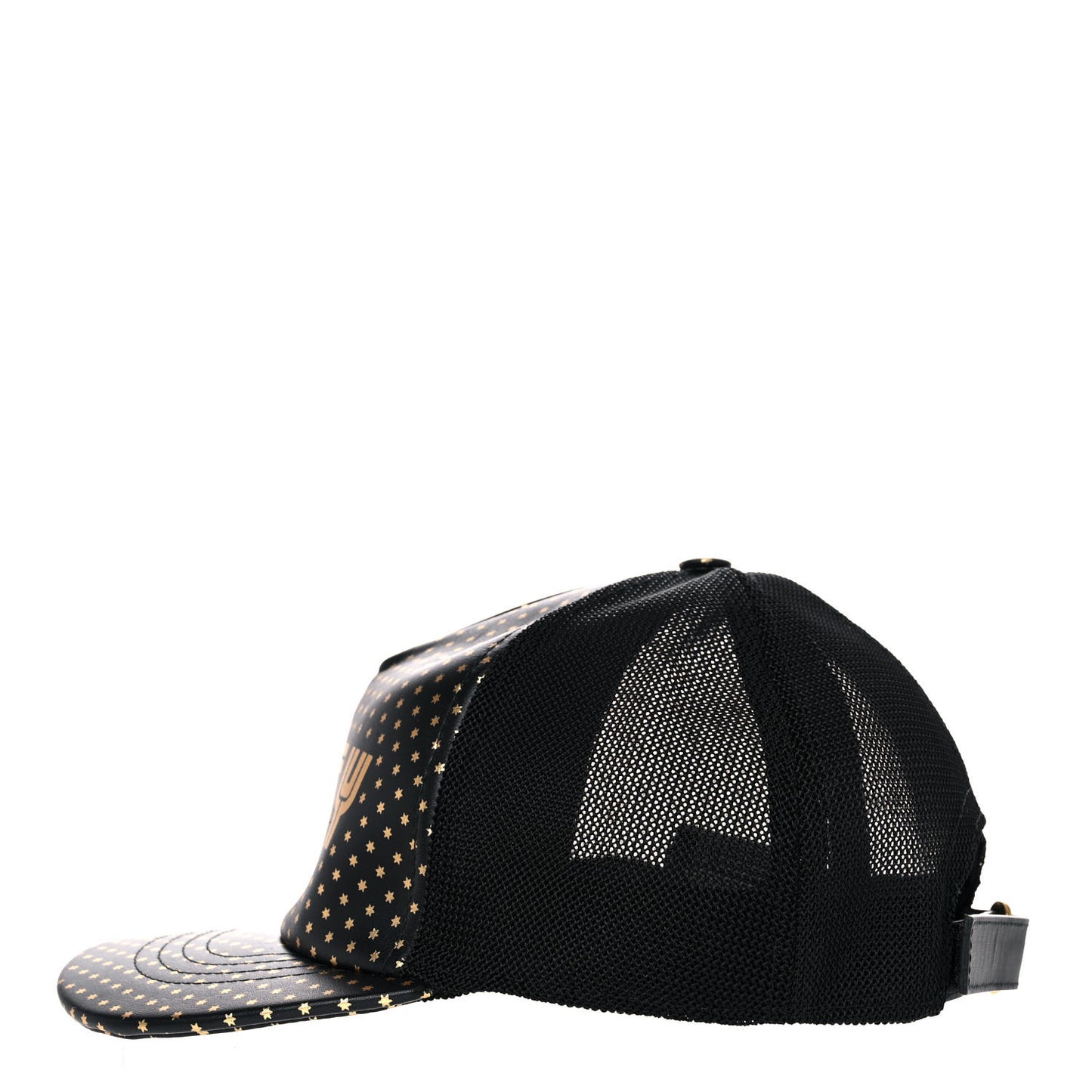 X SEGA Calfskin GUCCY Stars Baseball Hat M Black Gold