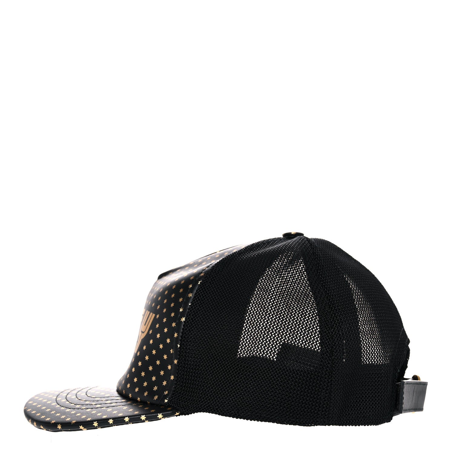 Gucci X SEGA Calfskin GUCCY Stars Baseball Hat M Black Gold 3 of 10