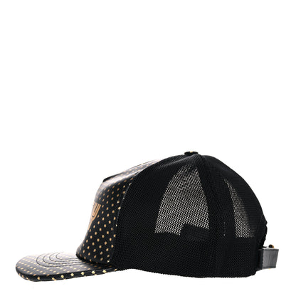 Gucci X SEGA Calfskin GUCCY Stars Baseball Hat M Black Gold 3 of 10