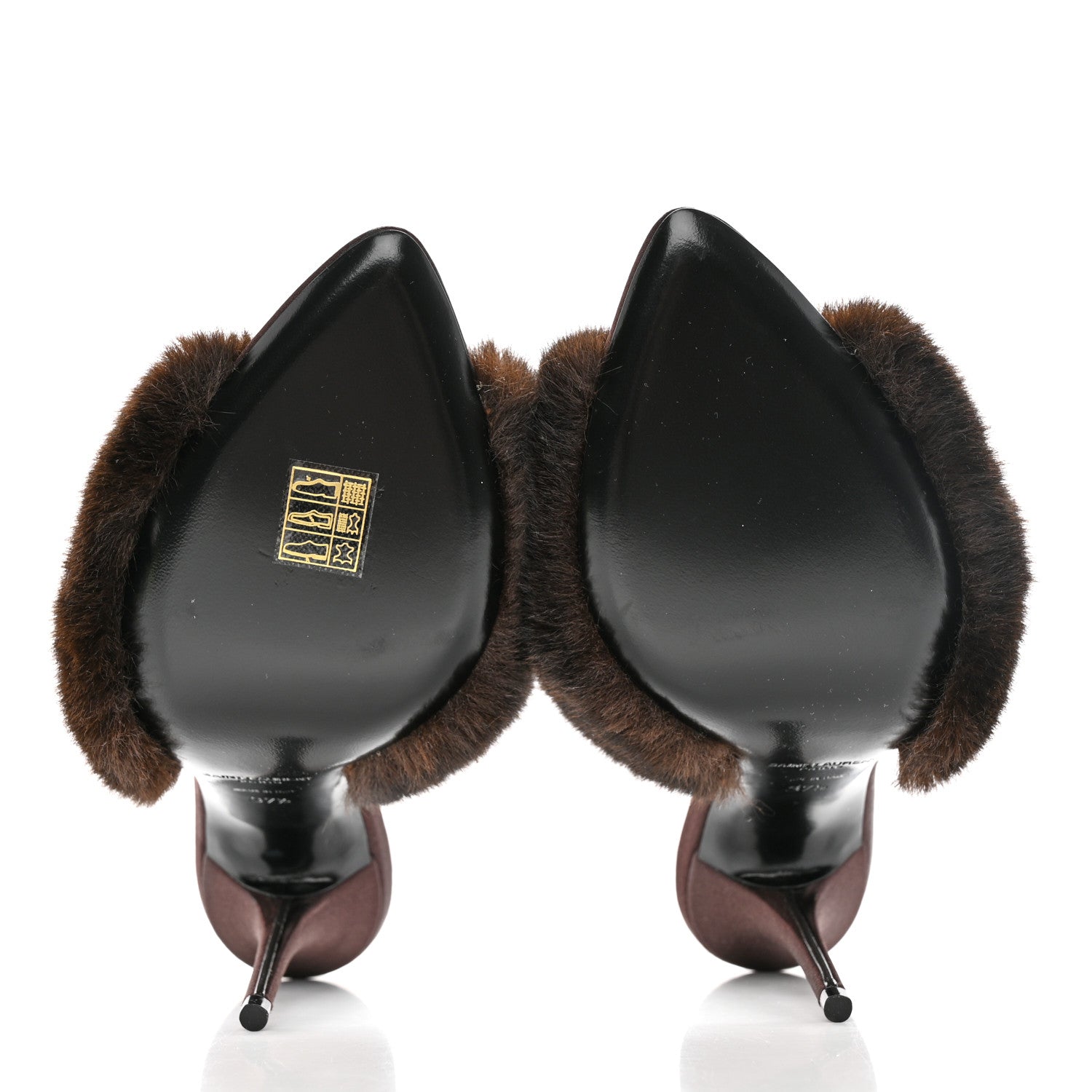 Saint Laurent Faux Fur La 16 Mule Sandals 37.5 Burgundy 5 of 9