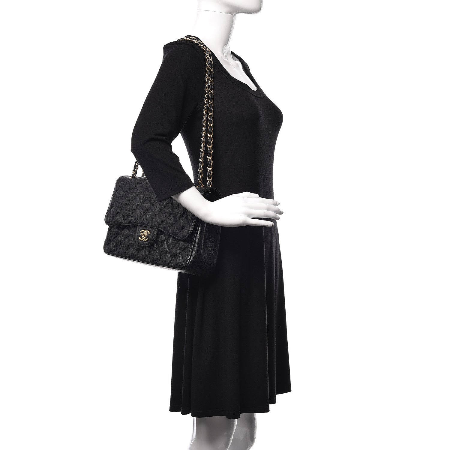 Chanel Caviar Quilted Jumbo Double Flap Black 2 of 24