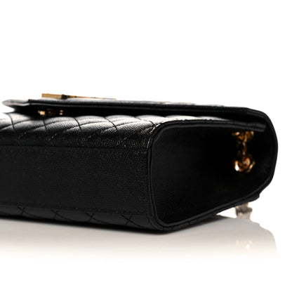 Saint Laurent Grain De Poudre Textured Mixed Matelasse Triquilt Medium Monogram Satchel Black 9 of 9