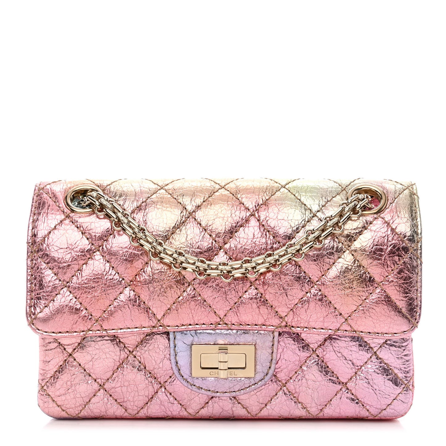 Metallic Goatskin Quilted Mini 2.55 Reissue Flap Multicolor