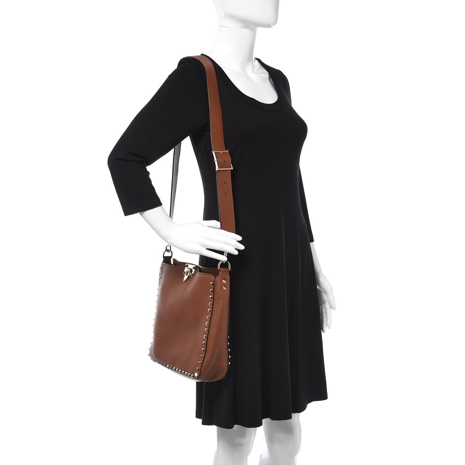 Valentino Garavani Calfskin Small Rockstud Flip-Lock Messenger Bag Brown 2 of 8