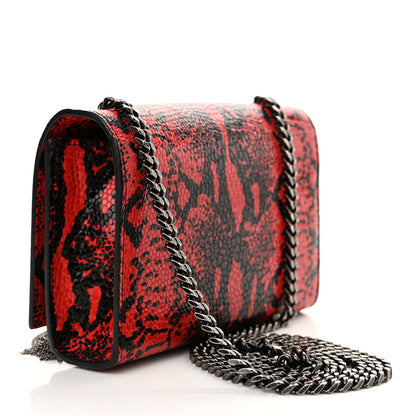 Saint Laurent Calfskin Snakeskin Embossed Small Classic Monogram Kate Tassel Satchel Red Black 3 of 12