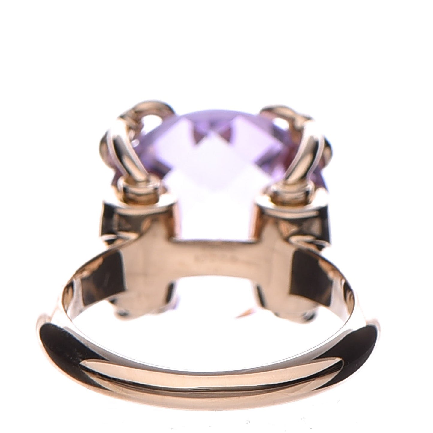 18K Yellow Gold Amethyst Horsebit Cocktail Ring 54 6.75