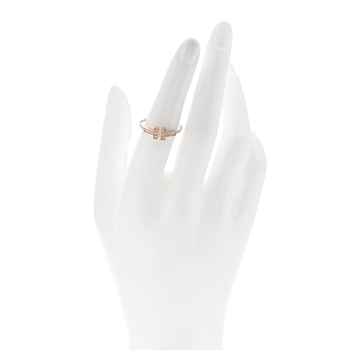 18K Rose Gold Diamond T Wire Ring 53 6.25