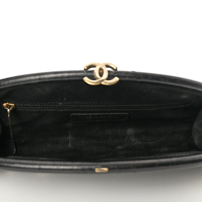 Chanel Calfskin Square Quilted Grommet Embellished Piercing Chic Clutch Black 5 of 15