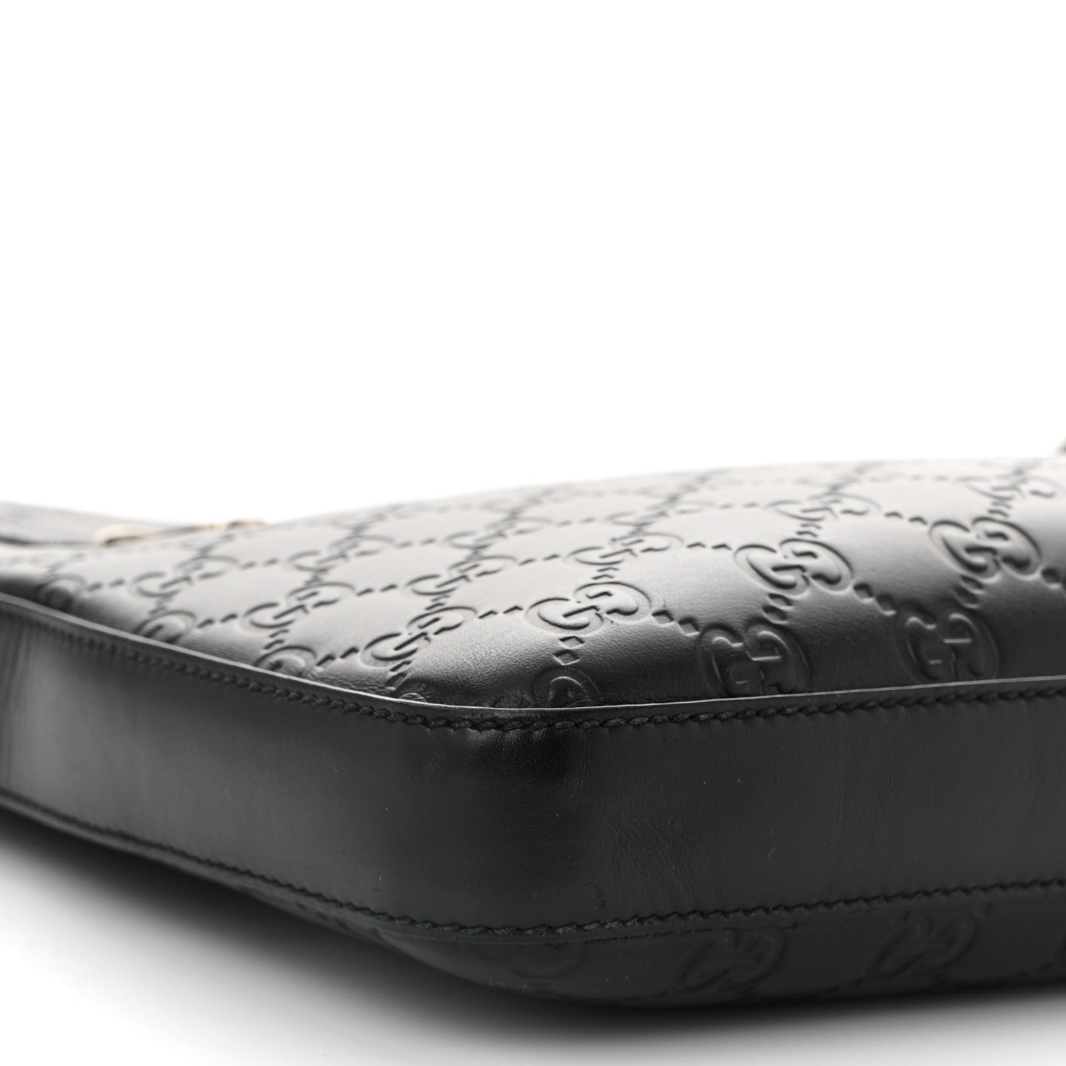 Gucci Guccissima Signature Medium Flat Messenger Bag Black 9 of 10