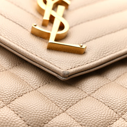 Saint Laurent Grain De Poudre Textured Mixed Matelasse Medium Triquilt Monogram Satchel Dark Beige 10 of 13