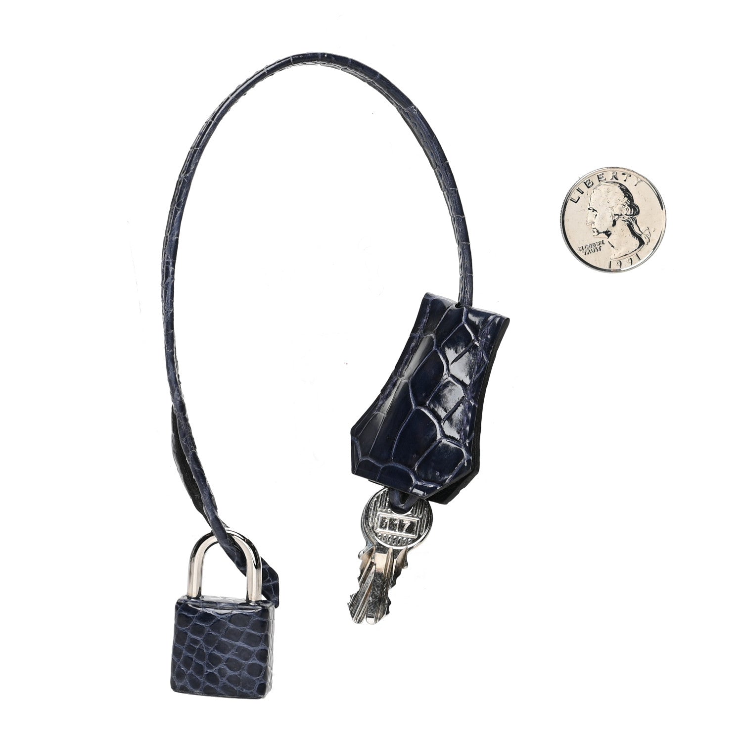 Hermes Crocodile Lock and Key Clochette Set 2 of 3