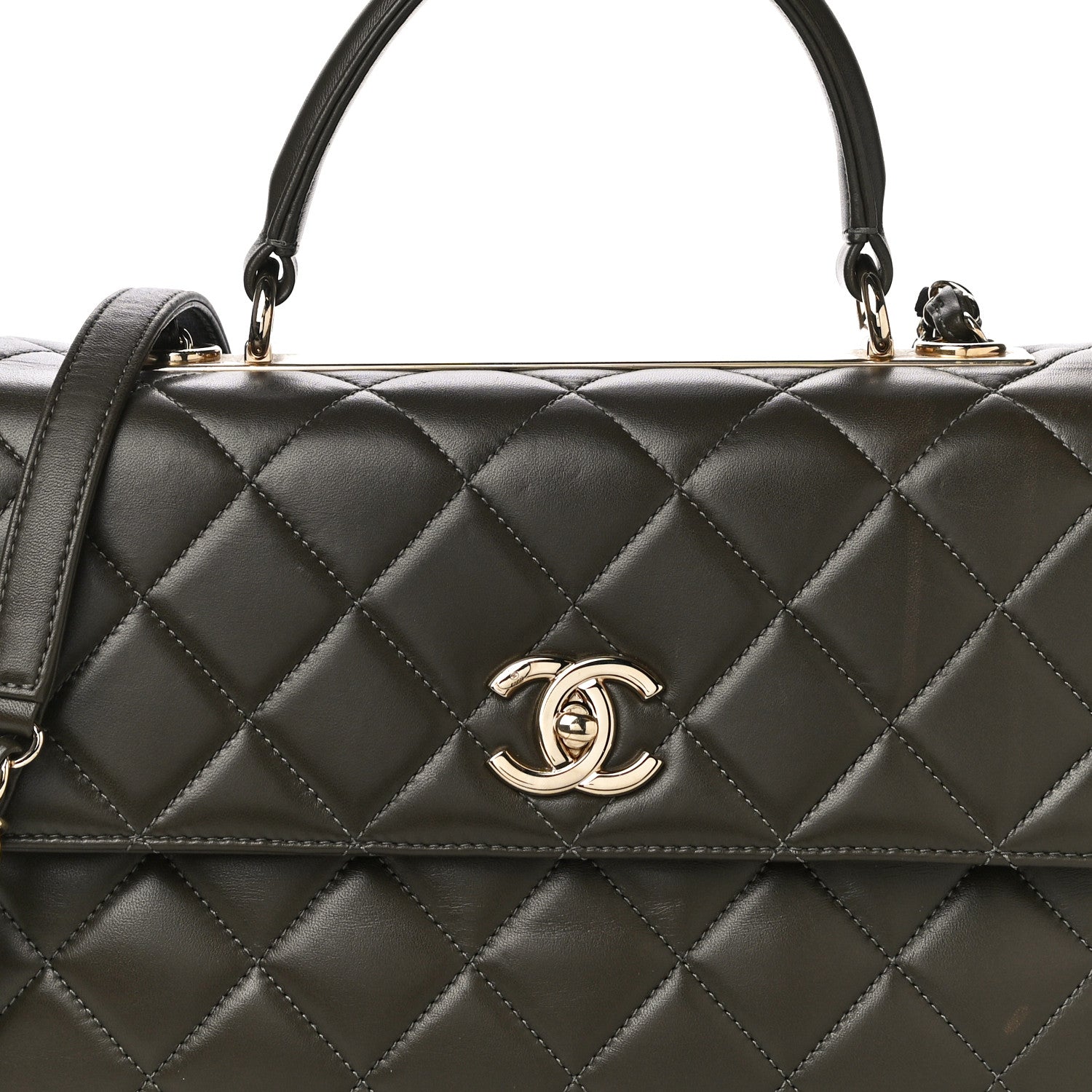 Chanel Lambskin Quilted Medium Trendy CC Flap Dual Handle Bag Dark Khaki 8 of 12