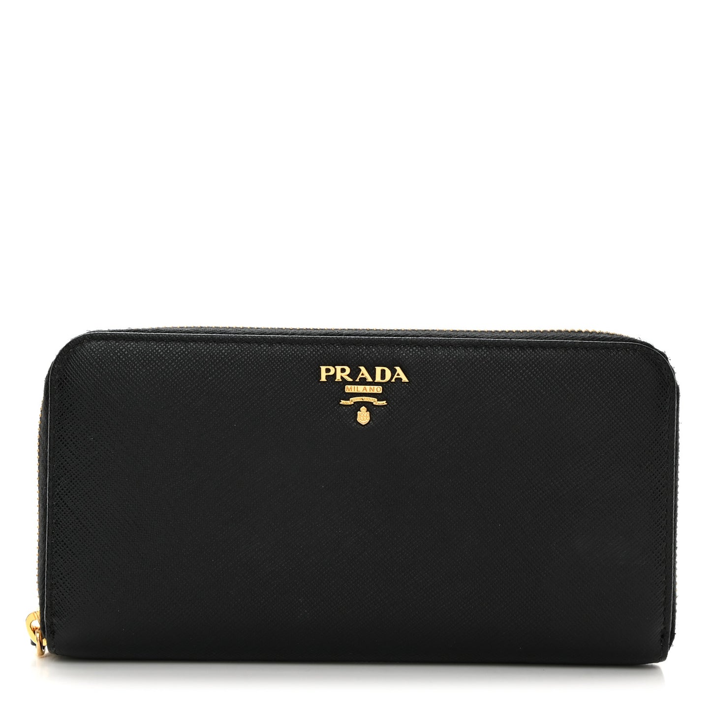 Saffiano Metal Zip Around Wallet Black