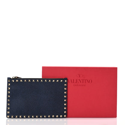 Valentino Garavani Grained Calfskin Medium Rockstud Zip Pouch Deep Denim 7 of 7