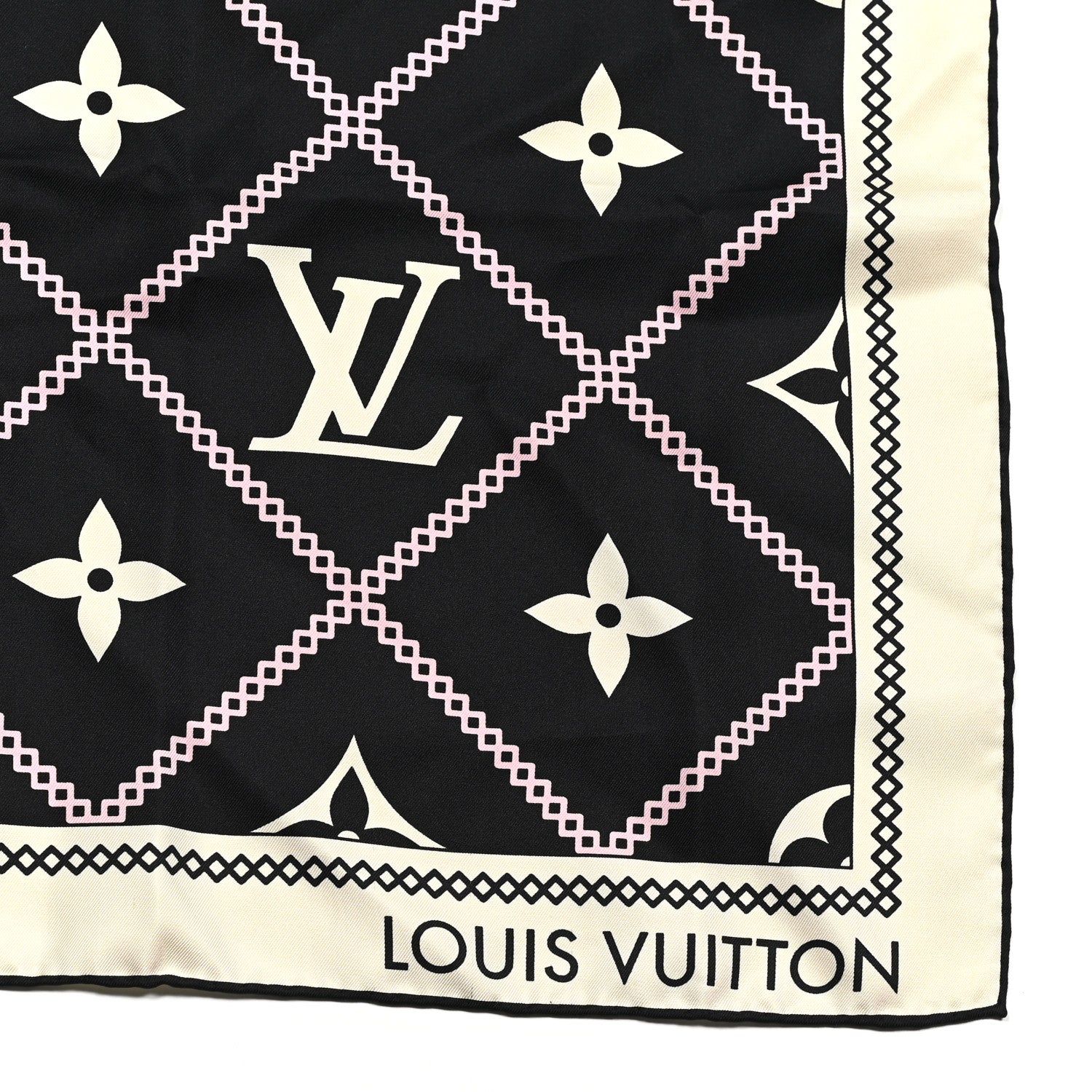 Louis Vuitton Silk Monogram Croisillon Scarf Black 3 of 4