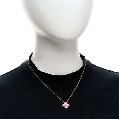 Van Cleef & Arpels 18K Rose Gold Diamond Rhodonite Vintage Alhambra Pendant Necklace 2 of 5