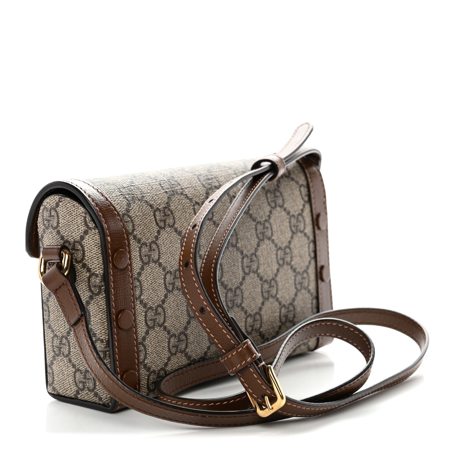 Gucci GG Supreme Monogram Mini Horsebit 1955 Shoulder Bag Beige Brown Sugar 3 of 11