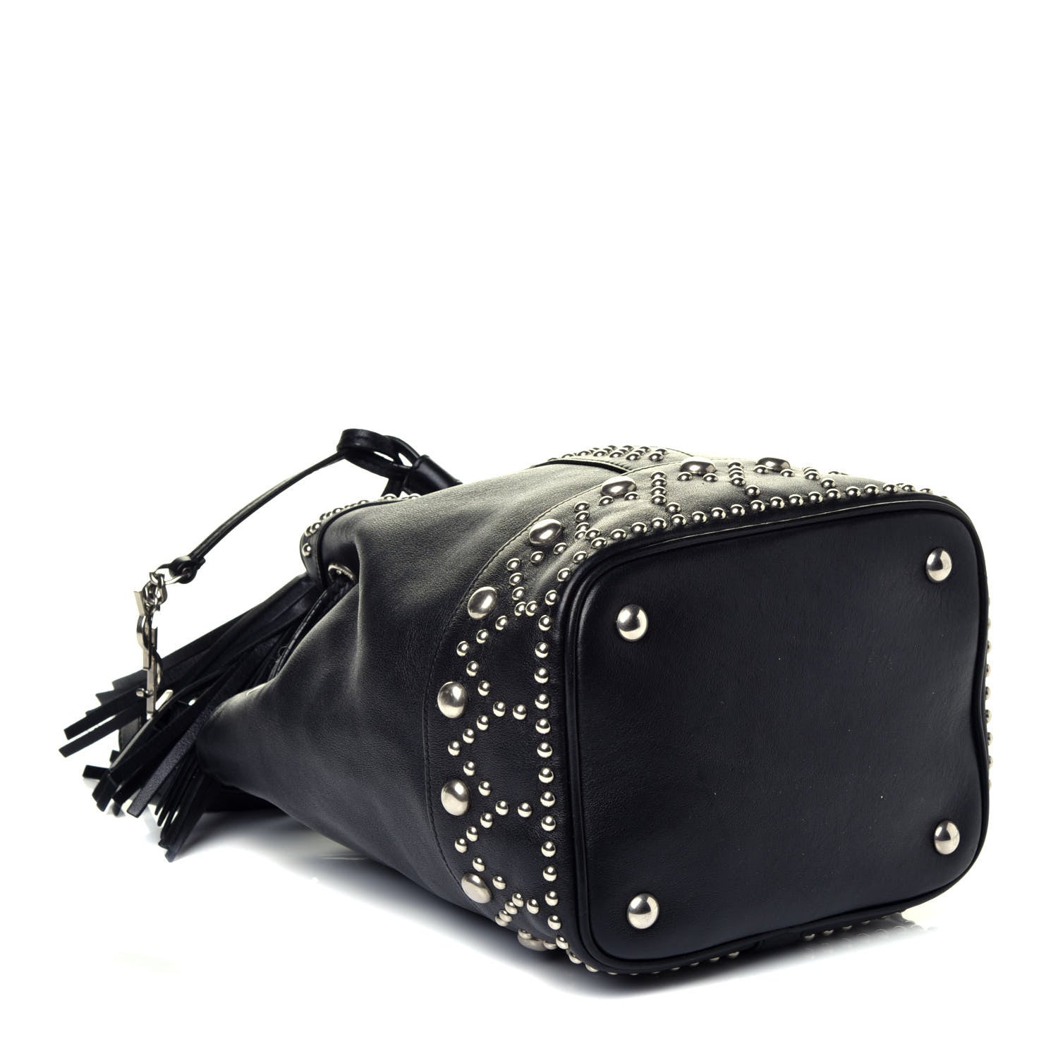 Saint Laurent Calfskin Small Y Studs Bucket Bag Black 4 of 9