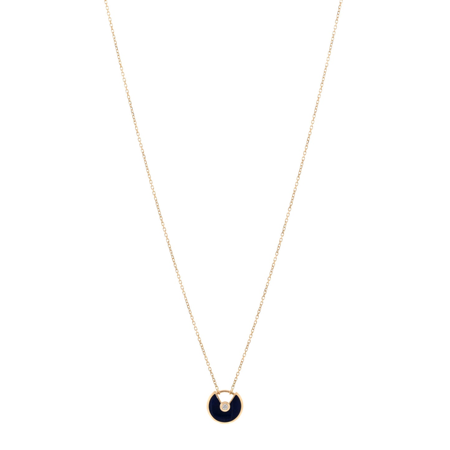 18K Yellow Gold Diamond Lapis Lazuli XS Amulette de Cartier Pendant Necklace