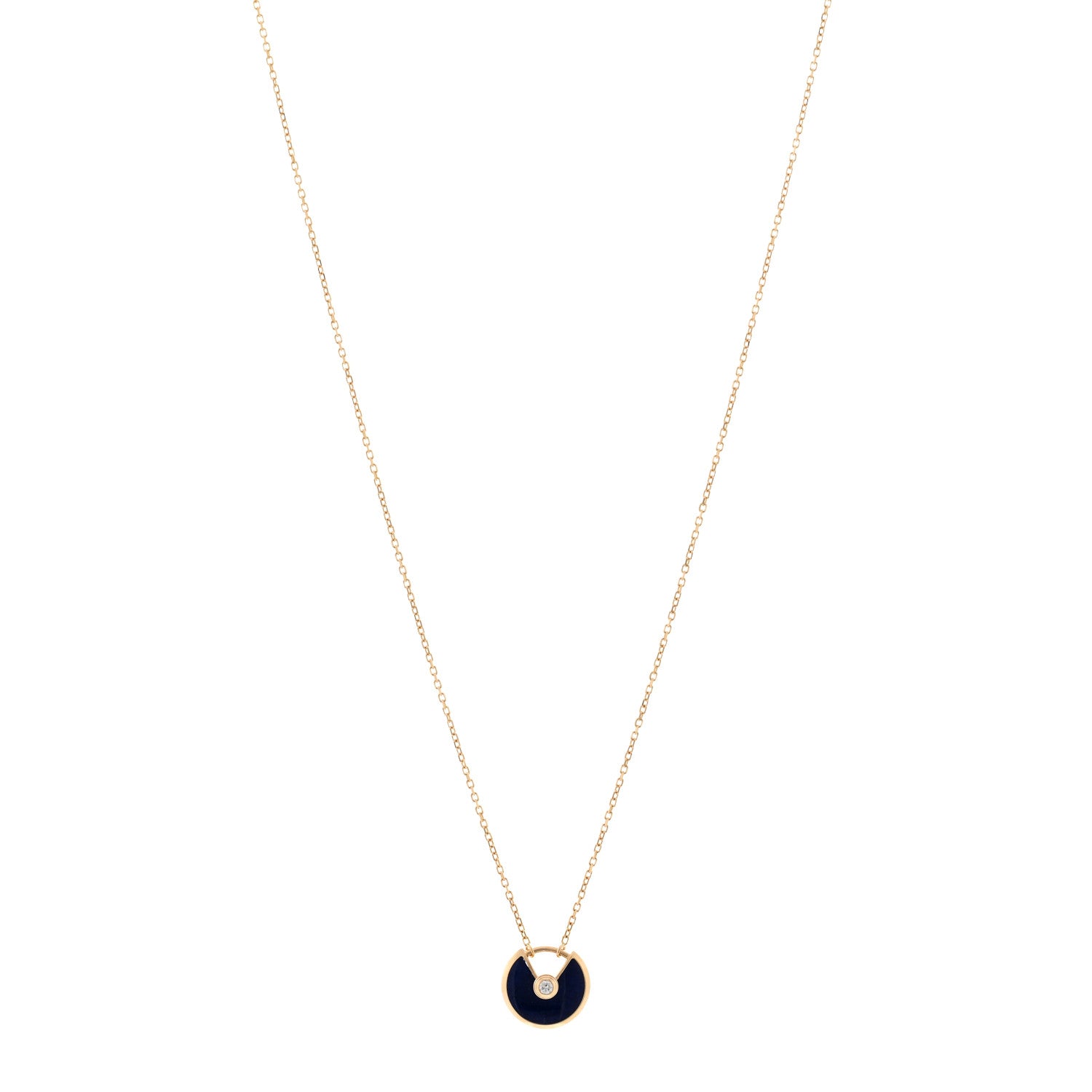 Cartier 18K Yellow Gold Diamond Lapis Lazuli XS Amulette de Cartier Pendant Necklace 1 of 4