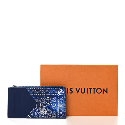 Louis Vuitton Cowhide Monogram Bandana Coin Card Holder Blue 7 of 7