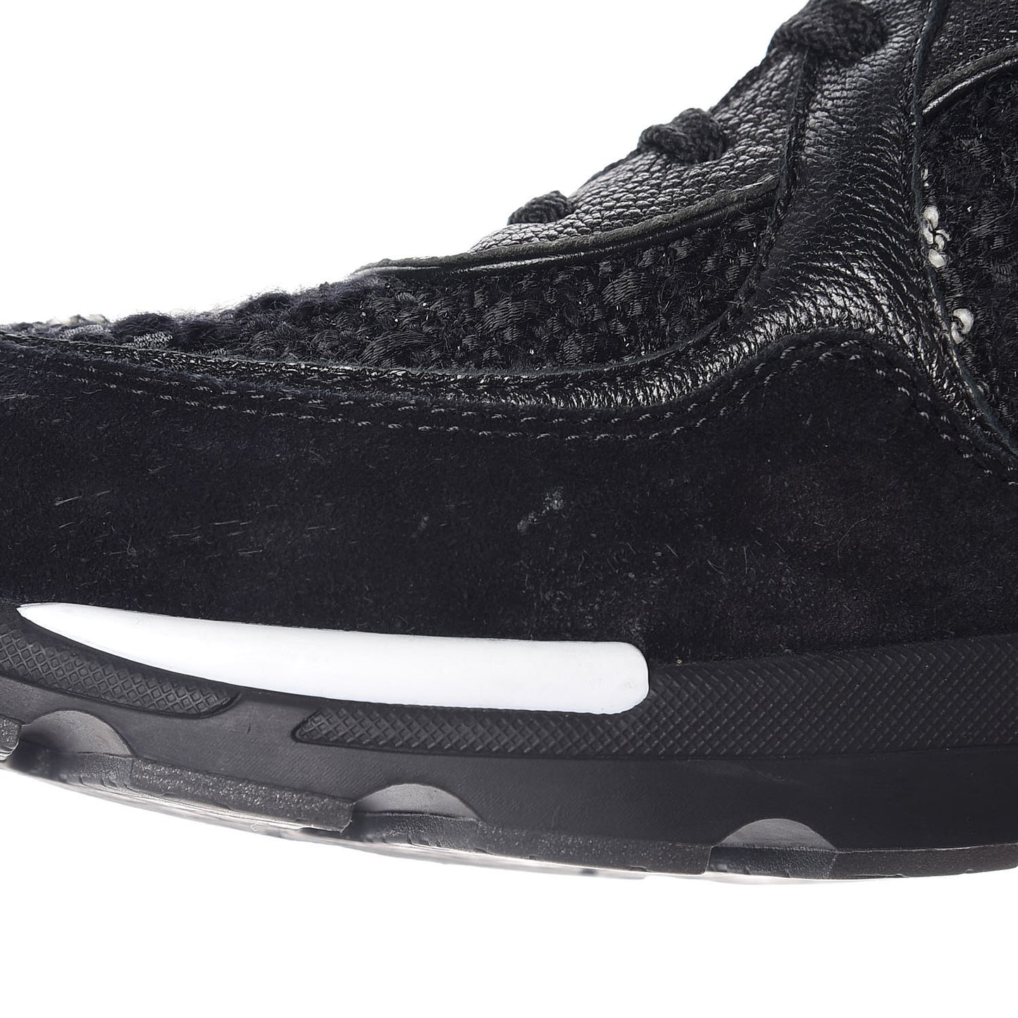 Tweed Suede Goatskin CC Sneakers 38 Black White