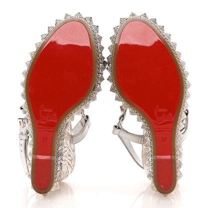 Christian Louboutin Liege Laser Wavy Pira Ryad 110 Wedge Sandals 37 Silver 6 of 10