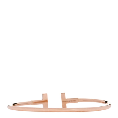 Tiffany 18K Rose Gold Diamond T Wire Bracelet 2 of 3