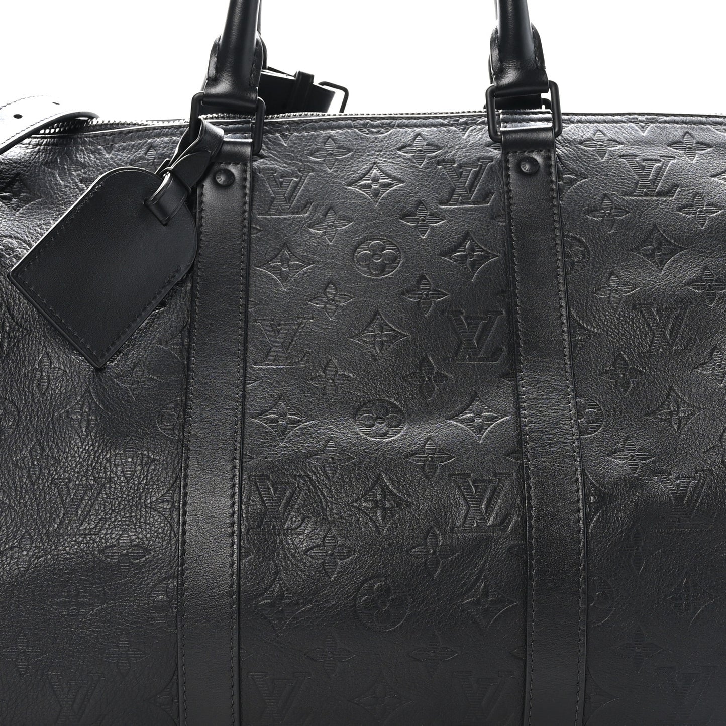 Calfskin Shadow Monogram Keepall Bandouliere 50 Black