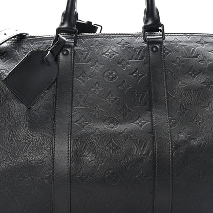 Louis Vuitton Calfskin Shadow Monogram Keepall Bandouliere 50 Black 6 of 10