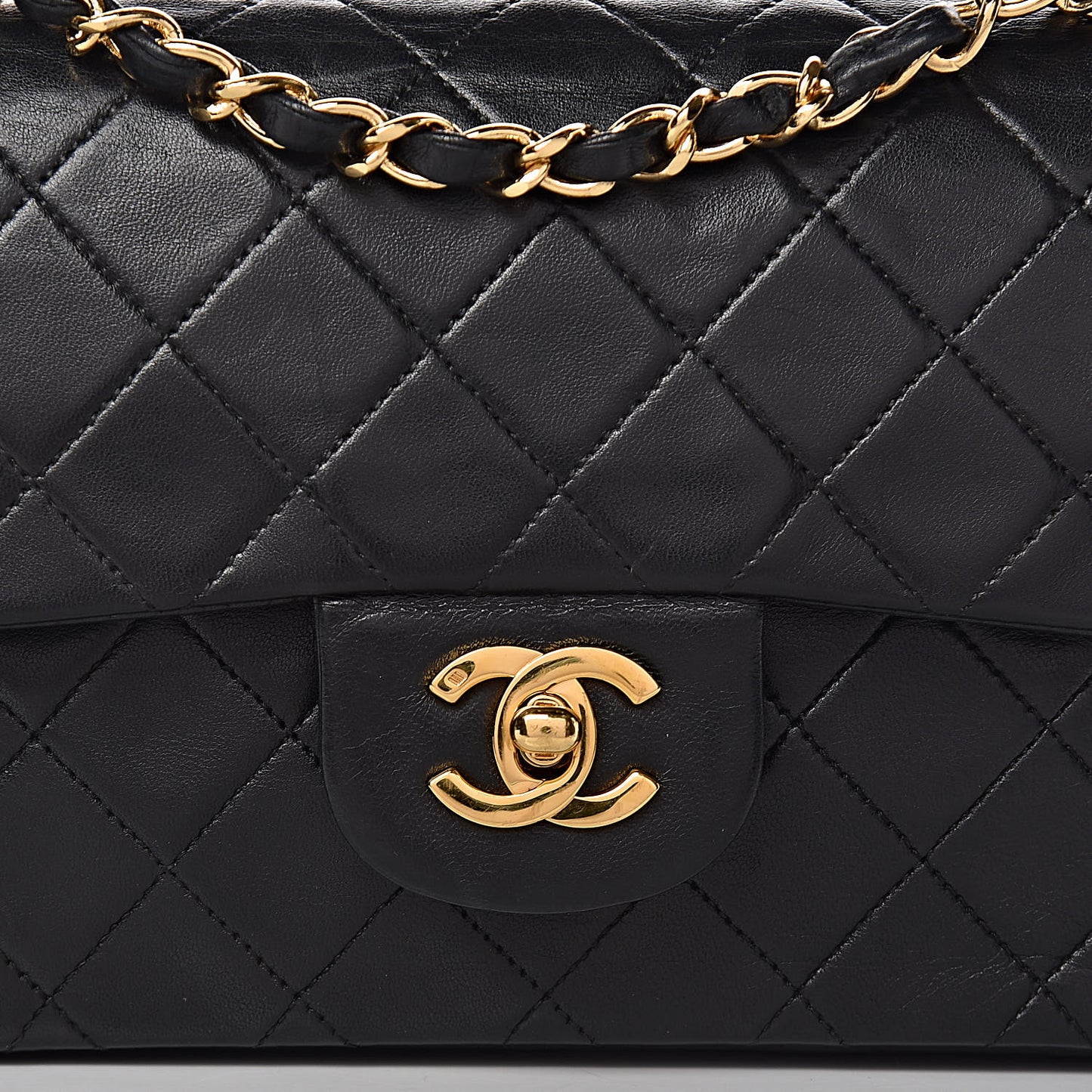 Lambskin Quilted Small Double Flap Black