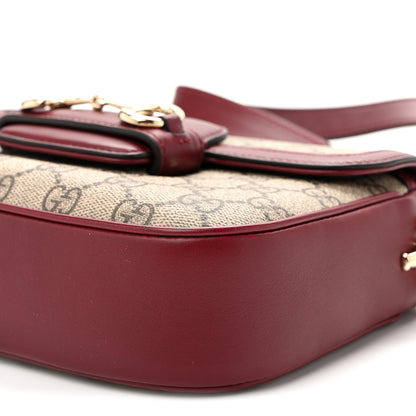 Gucci GG Supreme Monogram Horsebit 1955 Soft Small Shoulder Bag Beige Ebony Rosso Ancora 8 of 11